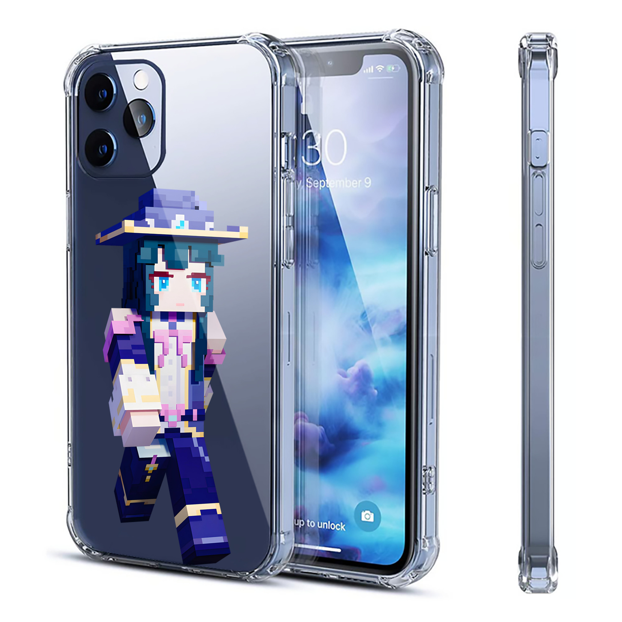 （画像用） マインクラフト ブロックの世界 Minecraft MC Block world 【iPhone 12シリーズ対応】透明スマホケース（クリアソフトケース）